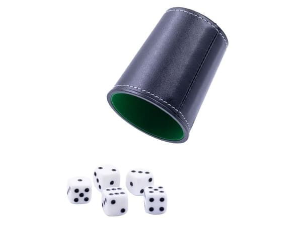 Deluxe tärningsbägare m/5 tärningar