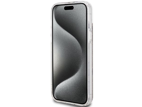 Guess IML 4G Gold Stripe case for iPhone 15 Plus / 14 Plus - brown