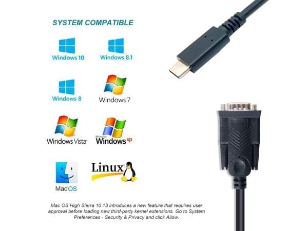 Utrustning Adapter USB-C -> Seriell RS232-DB9 St/St 1.50m sw