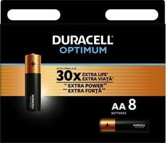Duracell OPTIMUM AA alkaliske batterier 8 stk.