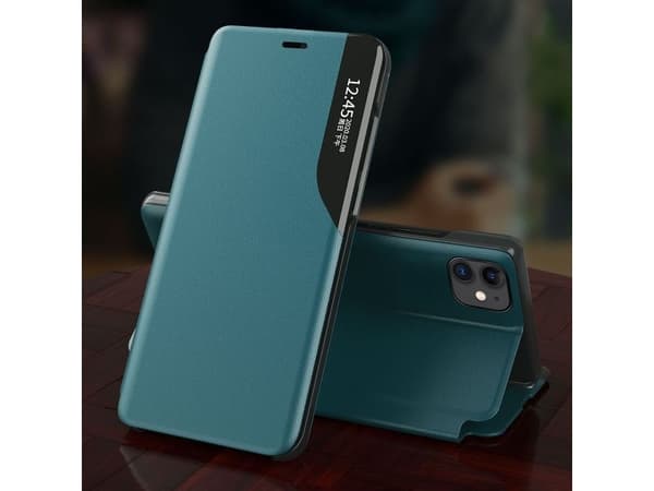 Plånboksfodral i ekoläder elegant bokfodral med stativ för iPhone 13 mini - röd