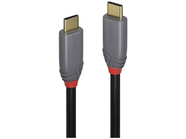 Lindy 36900, 0,5 m, USB C, USB C, 10000 Mbit/s, Sort, Grå
