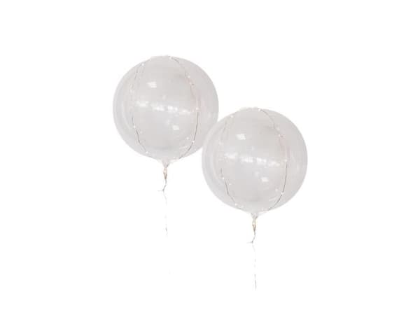 Klare balloner med LED tråd, 2 stk