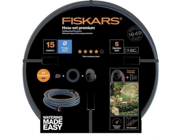 FISKARS set handtag + slang 1/2" 15 m - Q4....