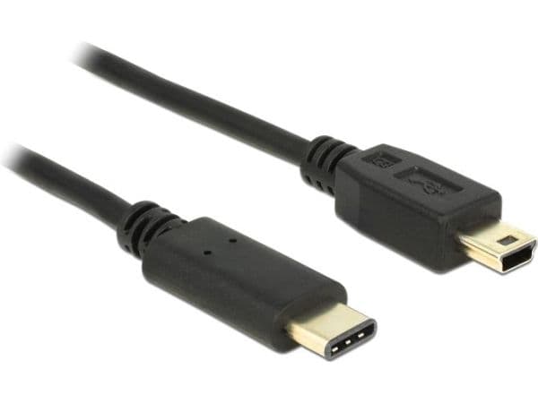 DeLOCK 2m, USB2.0-C/USB2.0 Mini-B, 2 m, Mini-USB B, USB C, USB 2.0, Uros/uros, Musta