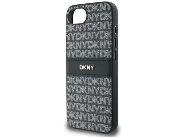 DKNY Repeat Texture Pattern med ton-i-ton stripe-deksel for iPhone 16e - svart