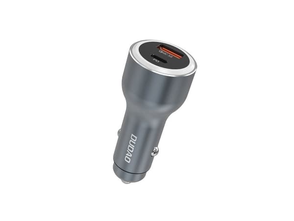 Dudao bil­lader USB-A til USB-C PD QC LED 120W - grå