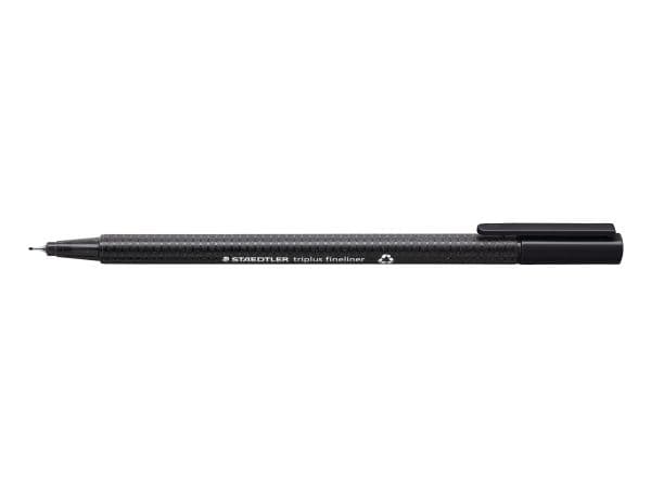 STAEDTLER fineliner triplus, svart, linjebredd 0,3 mm, triangulär, metallspets, DRY SAFE, tvättbar (334-9)