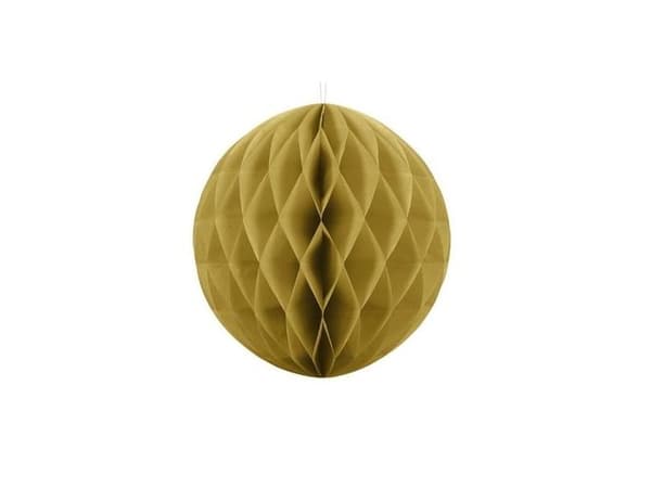 Guld papirvæv kugle, 10 cm