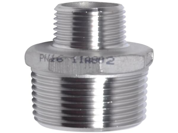 Brystnippel. 1.1/2- 1 rustfri AISI 316