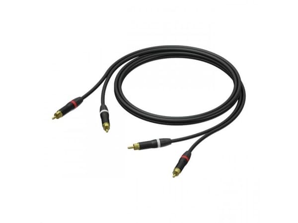 PROCAB PRA800/1.5, 2 x RCA, Hankjønn, 2 x RCA, Hankjønn, 1,5 m, Sort