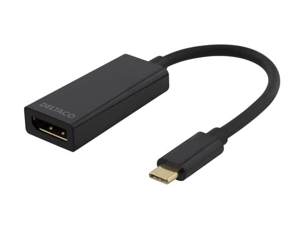 DELTACO USBC-DP - Extern videoadapter - USB-C 3.1 - DisplayPort - svart