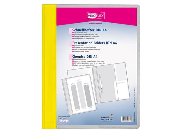 Veloflex VELOFORM, Transparent, Gul, PVC, A4, 1 styck