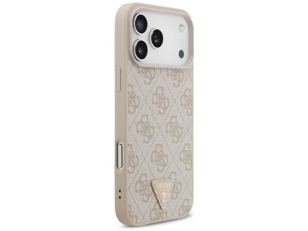 Guess Leather 4G Triangle Strass MagSafe Case for iPhone 17 Pro Max / 18 Pro Max - Pink