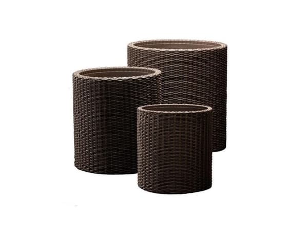 Keter Set av blomkrukor Curver Keter CYLINDER PLANTERS S + M + L Brown 521