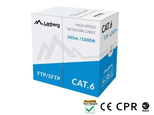 Lanberg - Bulk-kaapeli - 305 m - SFTP - CAT 6 - ulkokäyttöön, kiinteä - harmaa