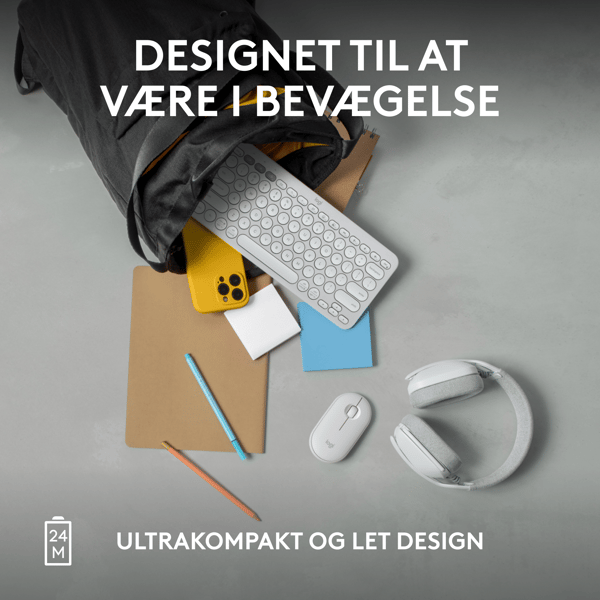 Logitech Pebble Mouse 2 M350s - Mus - optisk - 3 knapper - trådløs - Bluetooth 5.2 LE - tonalhvit