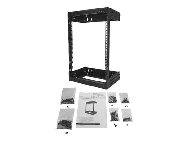 Startech 15U Väggmonterat serverrack med justerbara skenor - Rack - väggmontering - svart - 15U - 19"