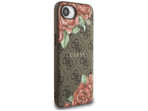Guess 4G Flowers MagSafe-telefonfodral iPhone 16e brun