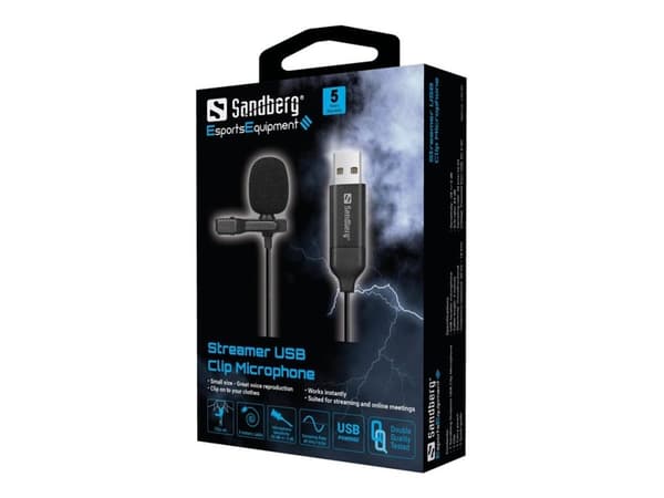 Mikrofon Sandberg Streamer USB-klipsemikrofon