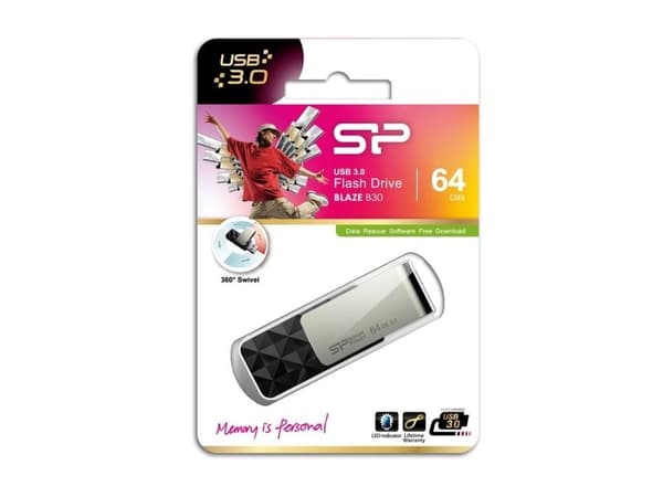 SILICON POWER Blaze B30 - USB-flashstasjon - 64 GB - USB 3.0 - svart