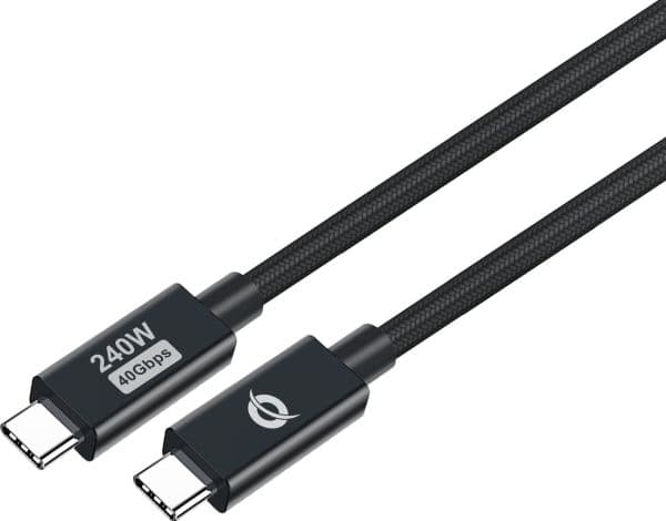 Conceptronic ETTA04B12, 1,2 m, USB C, USB C, USB4 Gen 3x2, 40000 Mbit/s, musta