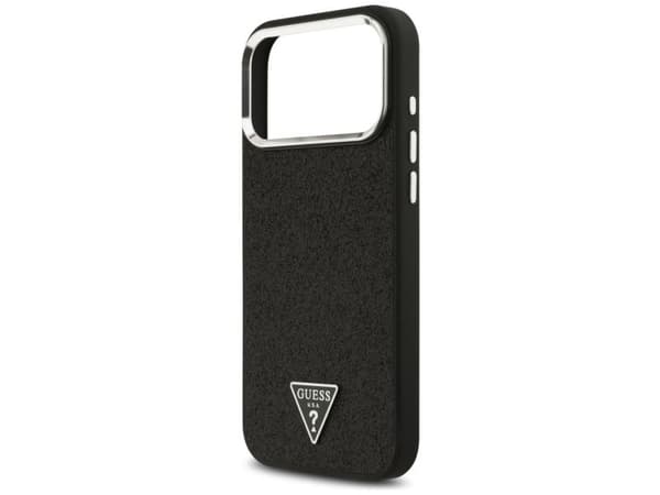 Guess Glitter Triangle Logo MagSafe-deksel til iPhone 17 Pro Max - svart