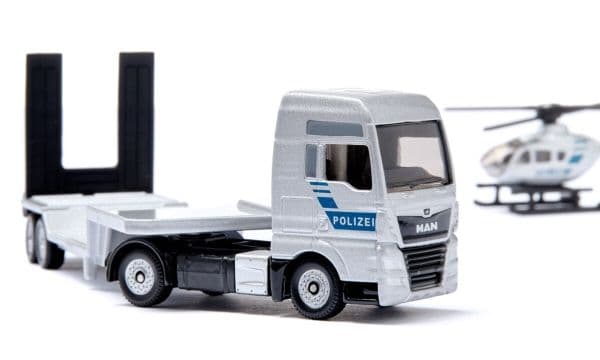 Siku 1:87 MAN-lastbil med polishelikopter