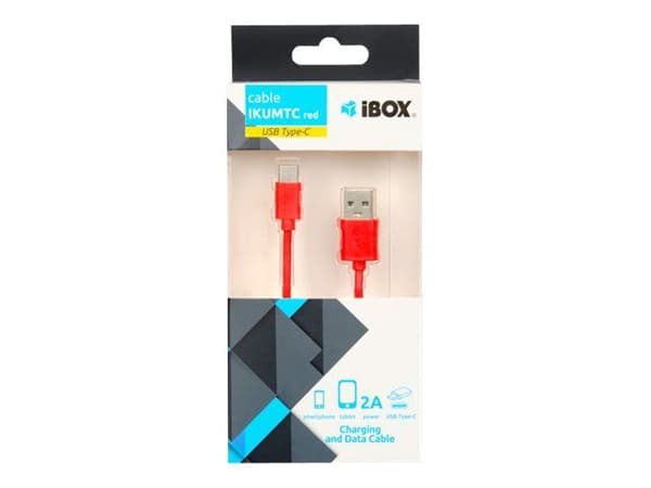 iBox IKUMTCR, 1 m, USB A, USB C, USB 2.0, Punainen