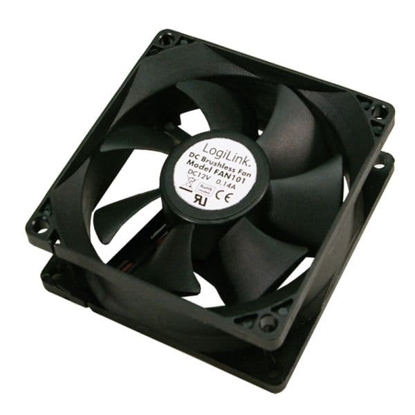 LogiLink FAN101, fläkt, 8 cm, 2500 varv/min, Sort