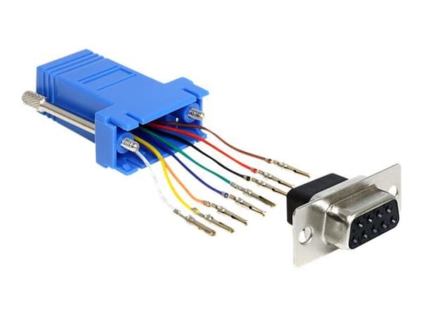 DeLOCK 65430, Sub-D 9p, RJ45, Musta, Sininen, Hopea