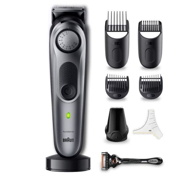 Braun BeardTrimmer 7 BT 7420, Vaskbar, Batteri, Grå