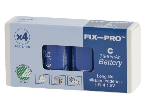 FIX-PRO BATTERI ALKALINE C LR14 LONG LIFE 4 STK