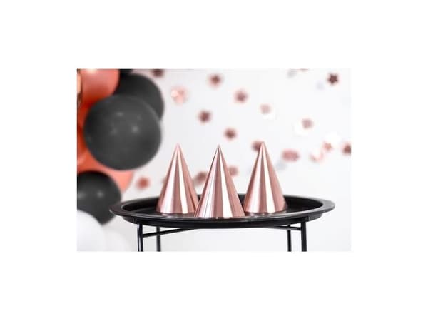 Rosegold partyhatte, 6 stk