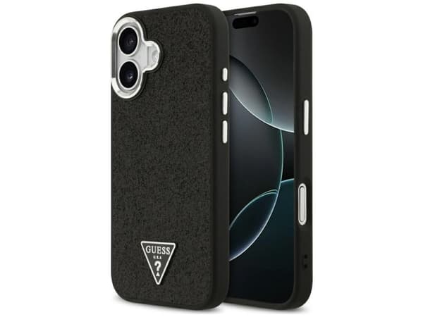 Hard Case Guess Glitter Triangle Logo with MagSafe for Apple iPhone 17, Black