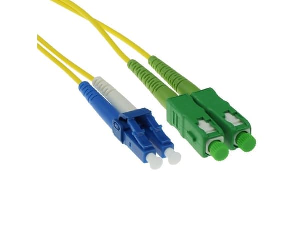 2 meter LSZH singlemode fiber patchkabel duplex med SC/APC og LC/UPC
