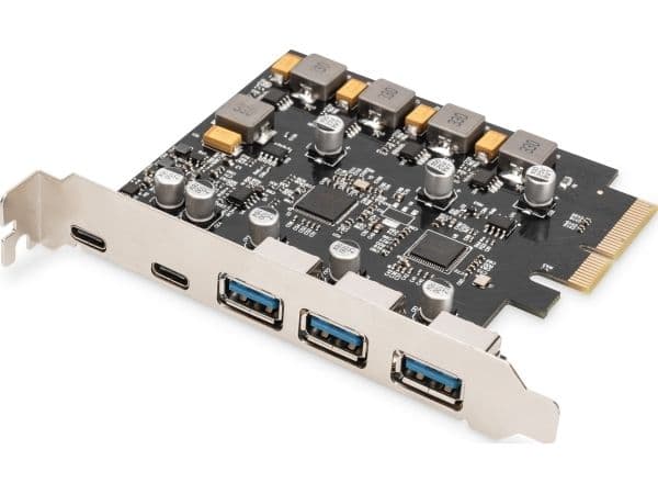 DIGITUS PCIe-kortti 10 Gbps 2x USB-C/3x USB-A