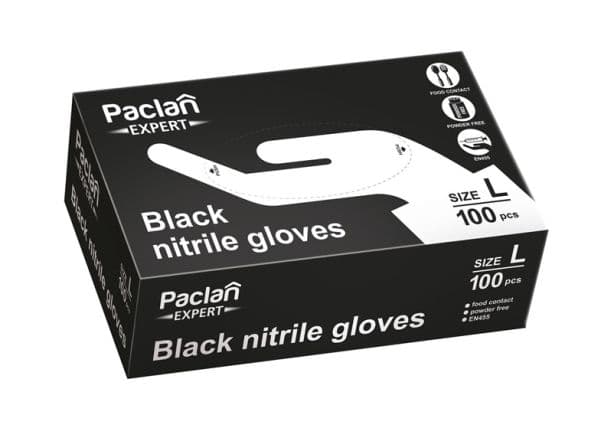 Paclan Paclan Expert sort nitriilikäsineet koko L 100 kpl.