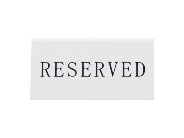 Securit skylt RESERVED hård akryl vit (5 st/förp.)
