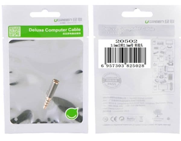 Ugreen 20502, 2.5 mm, 3,5 mm, Svart