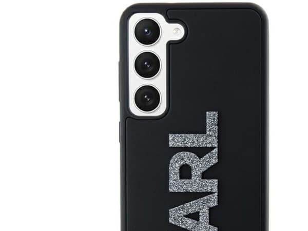 Karl Lagerfeld 3D gummiglitter-logo-deksel til Samsung Galaxy S23+ – sort