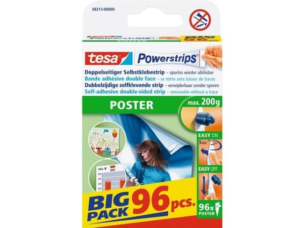 TESA Powerstrips Poster, Valkoinen, 96 kpl