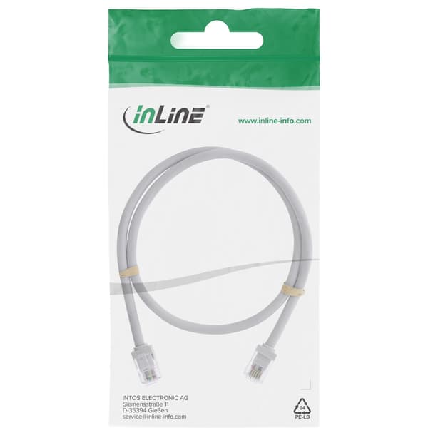 InLine 18746, 0,5 m, RJ-12, RJ-12, Uros, Uros, Harmaa