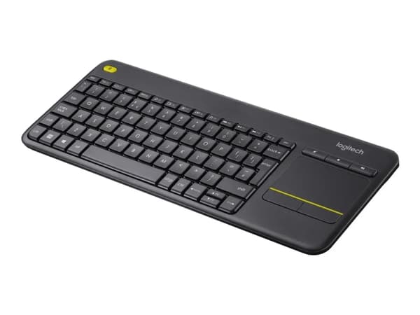 Logitech K400 Plus, Mini, Langaton, Langaton RF, QWERTY, Musta