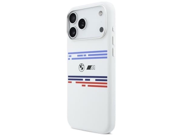BMW M Silicon Horizontal Line MagSafe Case for iPhone 17 Pro Max - White
