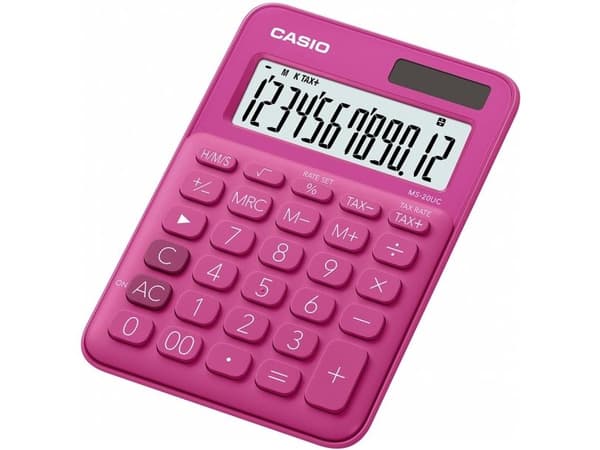 Casio MS-20UC - Skrivbordskalkylator - 12 siffror - solcellspanel, batteri - röd