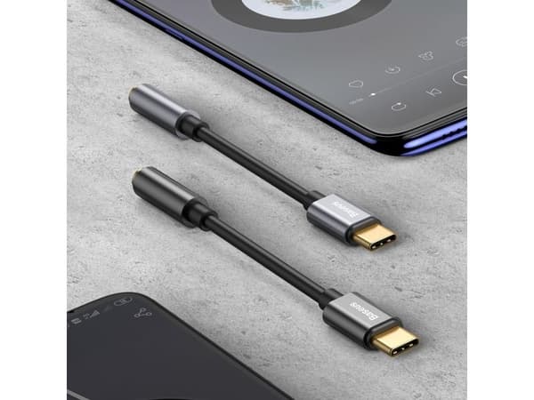 Baseus L54, Musta, Harmaa, USB C, 3.5mm, Uros, Naaras, Suora