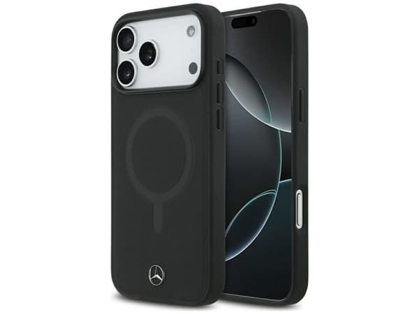 Mercedes Plain Smooth Leather MagSafe Case for iPhone 17 Pro Max - Black