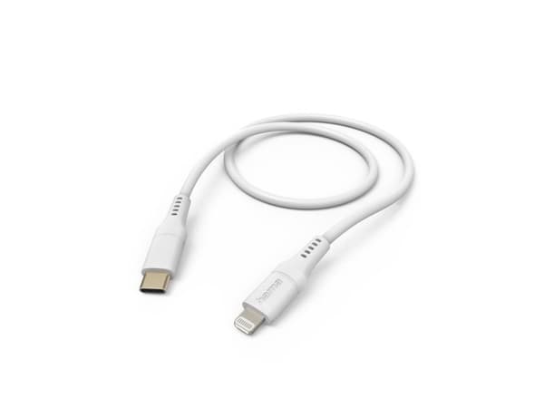 Hama Flexible, 1,5 m, Lightning, USB C, Hankjønn, Hankjønn, Hvit