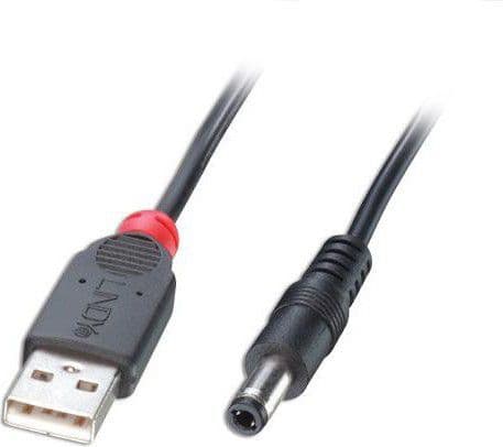 Lindy 70267, 1,5 m, USB A, DC, USB 2.0, Hankjønn/hankjønn, Sort